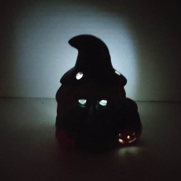 Vintage Halloween Green Face Witch Tea Light Candle Holder Hand Painted - Picture 3 of 8